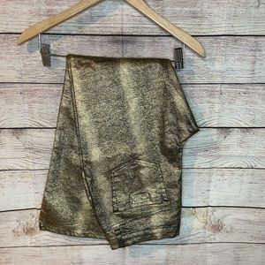 DG2 by Diane Gilman classic gold metallic snake print jeans